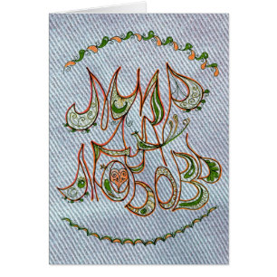 Blauer Denim-Volkskunst Peace&Love Wunsch auf