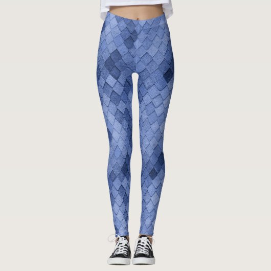 Blauer Diagonal Leggings (Vorderseite)