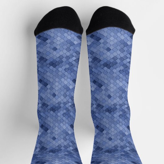 Blauer Diagonal Socken (Oben)