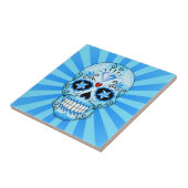 Blauer Diamant-Zuckerschädel Fliese (Seite)