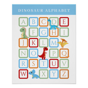 Blauer Dinosaurier Alphabet Bildungsplakat Poster