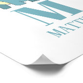 Blauer Dinosaurier. Baby Jungen. Tiermonogramm. Ki Poster (Ecke)