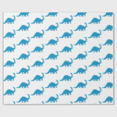 Blauer Dinosaurier Geschenkpapier (Flach)