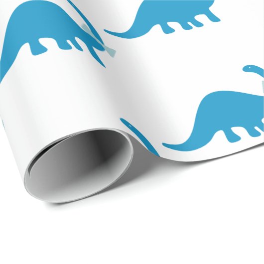 Blauer Dinosaurier Geschenkpapier (Rolleneckpunkt)