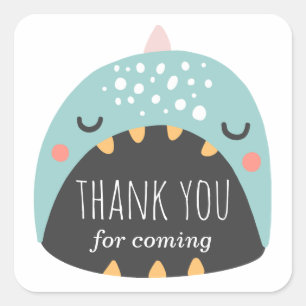 Blauer Dinosaurier. Jungengeburtstag danken Ihnen Quadratischer Aufkleber