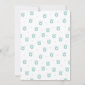 Blauer Dinosaurier. Kinder lustiges Dino. Geburtst Einladung (Rückseite)