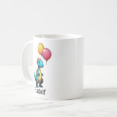 Blauer Dinosaurier mit Ballons Kaffeetasse (Vorderseite Links)