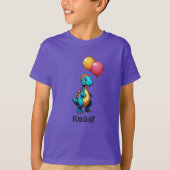 Blauer Dinosaurier mit Ballons T-Shirt (Vorderseite)