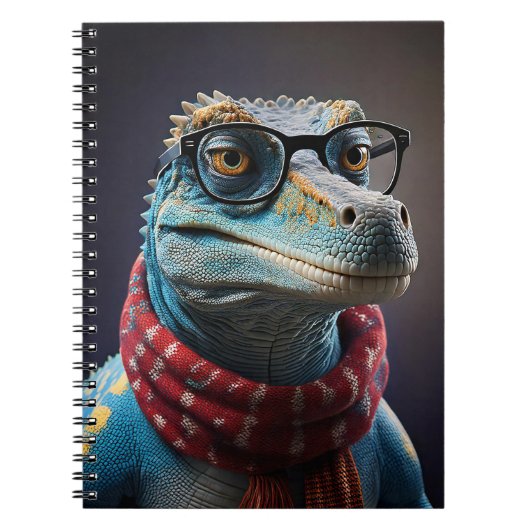 Blauer Dinosaurier mit einem Weihnachtsschal Notizblock (Vorderseite)