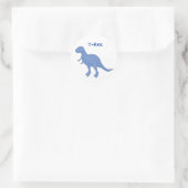 Blauer Dinosaurier Runder Aufkleber (Tasche)