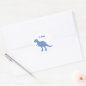 Blauer Dinosaurier Runder Aufkleber (Umschlag)