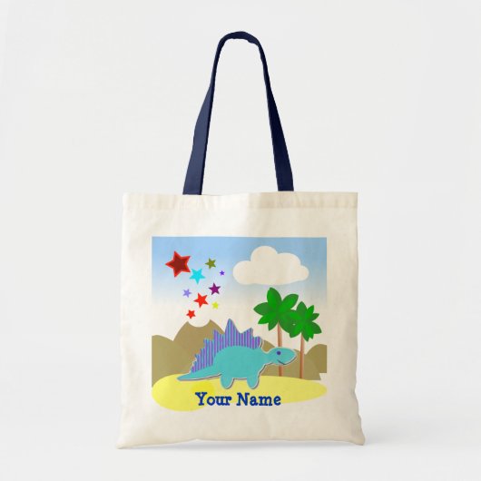 Blauer Dinosaurier u. Sterne Vulcano Tragetasche (Vorne)