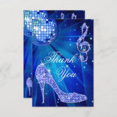 Blauer Disco-Ball-Schein-Heels dankt Ihnen Dankeskarte (Vorne/Hinten)