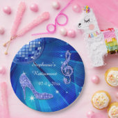 Blauer Disco-Ball-und Heels-Ruhestand Pappteller (Party)