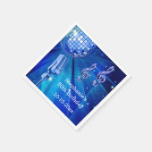 Blauer Disco-Ball-und Retro Mikrofon-80. Serviette (Ecke)