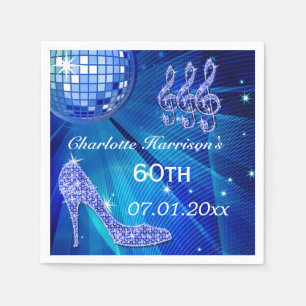 Blauer Disco-Ball-und Schein-Heels 60. Serviette