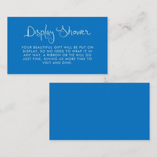 Blauer Display-Dusche mit Whimsical Handschrift Begleitkarte (Vorne/Hinten)