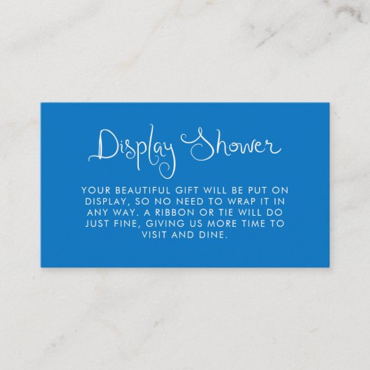 Blauer Display-Dusche mit Whimsical Handschrift Begleitkarte (Vorderseite)