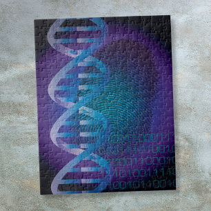 Blauer DNA-Fingerabdruck Medizinische Wissenschaft Puzzle