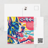 Blauer Dogge-Ankündigung  Postkarte (Vorne/Hinten)