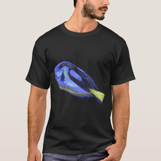 Blauer Doktorfisch Wasserfarben Fisch T-Shirt (Vorderseite)