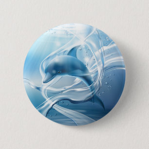 Blauer Dolphin Button