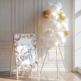 Blauer Donut 1. Geburtstag Party Begrüßungszeichen Poster