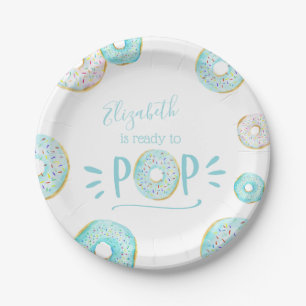 Blauer Donut-Baby-Sprinkle Pappteller