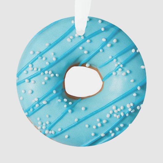 Blauer Donut gedruckte Acrylschmuck Ornament (Vorderseite)