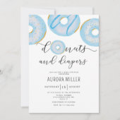 Blauer Donuts und Windelsprinkle Einladung (Vorderseite)