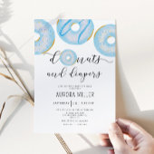 Blauer Donuts und Windelsprinkle Einladung