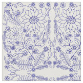 Blauer Doodle-Blume Stoff (Nahaufnahme)