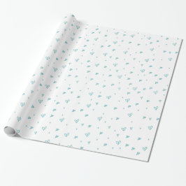 Blauer Doodle Herzstück Muster Matching Baby Dusch Geschenkpapier