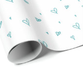 Blauer Doodle Herzstück Muster Matching Baby Dusch Geschenkpapier (Rolleneckpunkt)