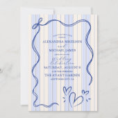 Blauer Doodle-Rahmen Hochzeit Einladung (Vorderseite)