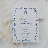Blauer Doodle-Rahmen Hochzeit Einladung