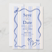 Blauer Doodle-Rahmen Hochzeit Save The Date (Vorderseite)