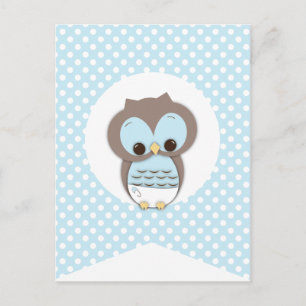 Blauer Dot Baby Owl Party Flag Bunting Banner Postkarte