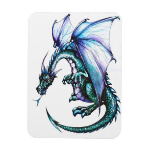 Blauer Drache 3"" Magnet des Foto-x4