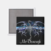 Blauer Drache auf dem Blitzstrahl Sky Magnet (Vorderseite/Rückseite)