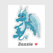 Blauer Drache Cartoon Aufkleber (Blatt)