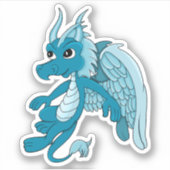 Blauer Drache Cartoon Aufkleber (Vorderseite)