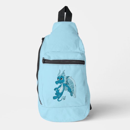 Blauer Drache Cartoon Crossbody Bag (Vorderseite)