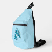 Blauer Drache Cartoon Crossbody Bag (Rechte Ecke)
