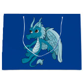 Blauer Drache Cartoon Große Geschenktüte (Vorderseite)