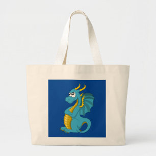 Blauer Drache Cartoon Jumbo Stoffbeutel