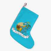Blauer Drache Cartoon Kleiner Weihnachtsstrumpf (Vorderansicht (hängend))