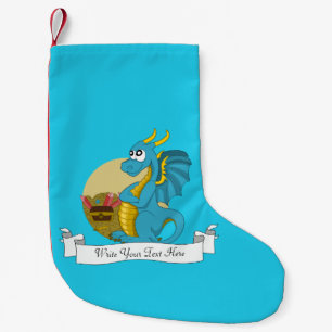 Blauer Drache Cartoon Kleiner Weihnachtsstrumpf