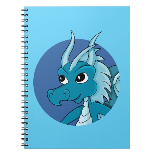 Blauer Drache Cartoon Notizblock (Vorderseite)