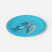 Blauer Drache Cartoon Pappteller (Schrägansicht)